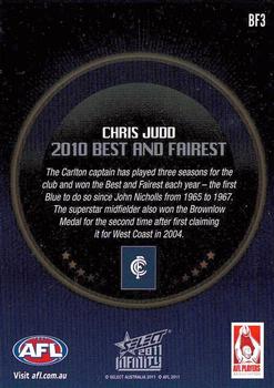 2011 Select AFL Infinity - Best & Fairest #BF3 Chris Judd Back